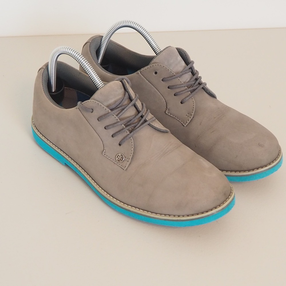 G/FORE Gallivanter Leather Soft Spike Golf Shoes Men's 8.5 Grey and Teal